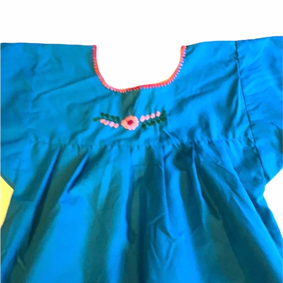 ARTESANIAS F.R. INC. BLUE FLORAL EMBROIDERED DRESS - Picture 3 of 5